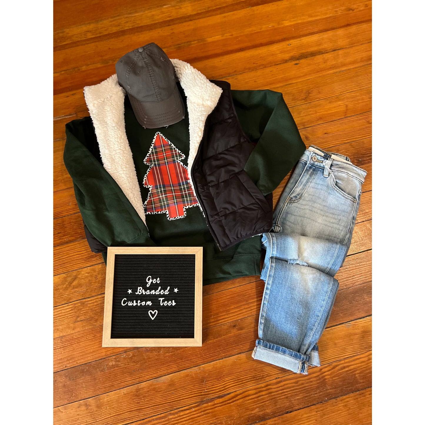 Plaid Christmas Tree Sweatshirt - Apparel & Accessories