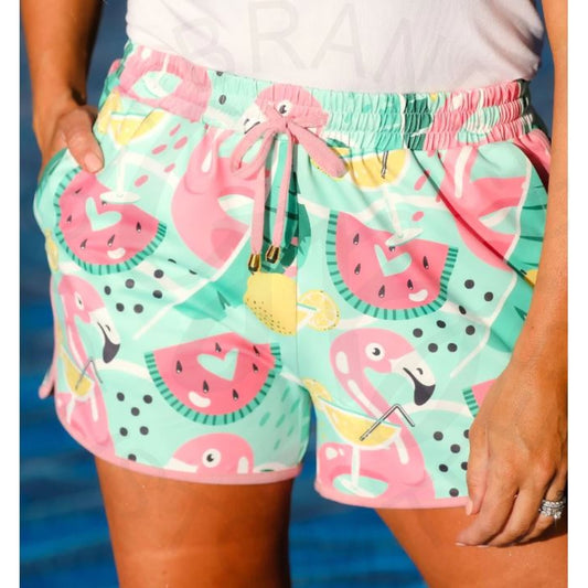 Pool Party Flamingo Floaties Shorts - Shorts
