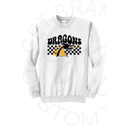 Pre Order Belle Plaine Dragons Checkered Crew Sweatshirt