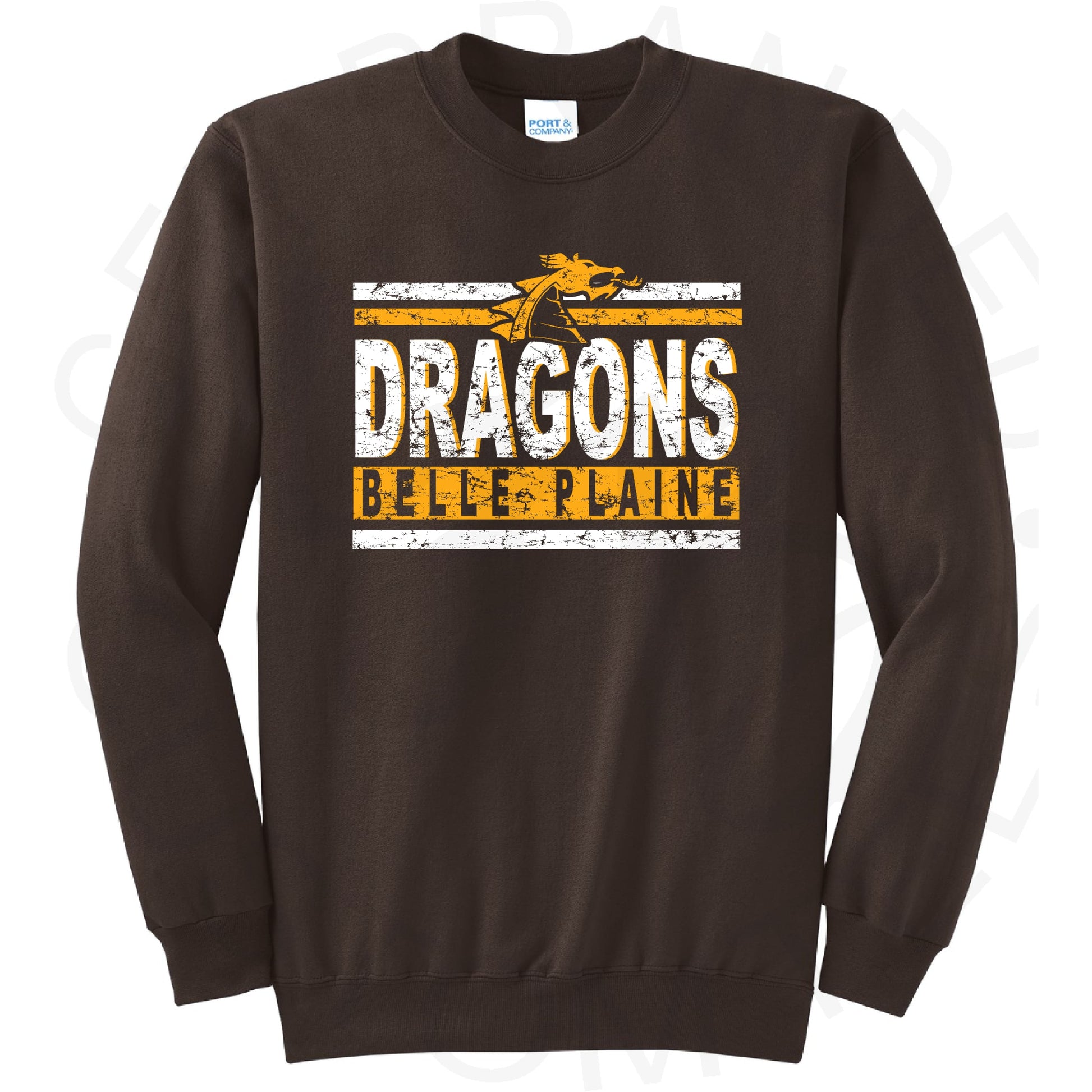 Pre Order Belle Plaine Dragons Distressed Crew Sweatshirt