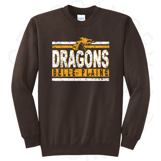 Pre Order Belle Plaine Dragons Distressed Crew Sweatshirt