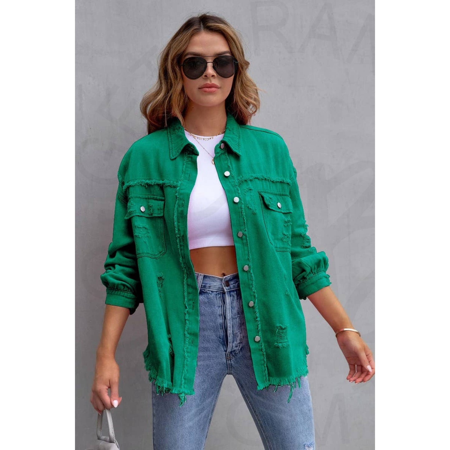 Ripped Raw Edge Denim Jacket - Apparel & Accessories