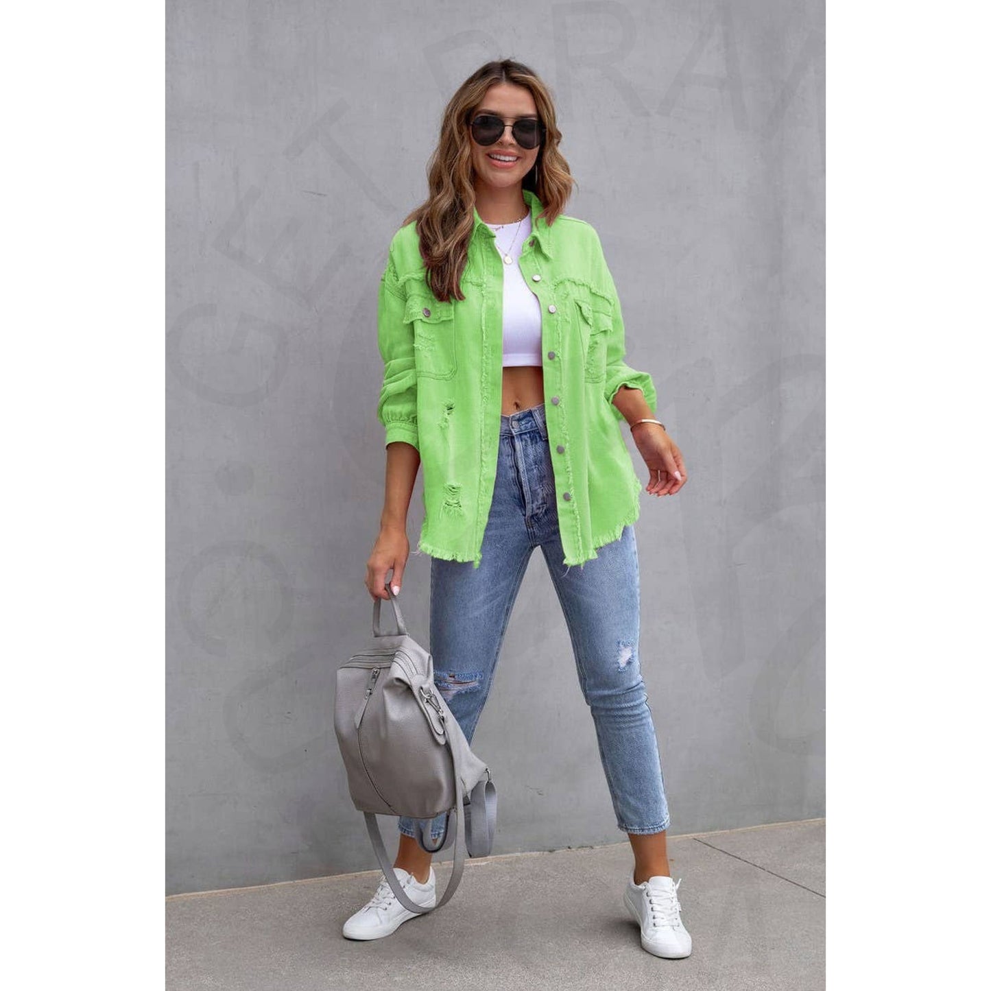 Ripped Raw Edge Denim Jacket - Apparel & Accessories