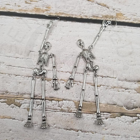 Skull Skeleton Halloween Punk Earrings- Gold & Silver