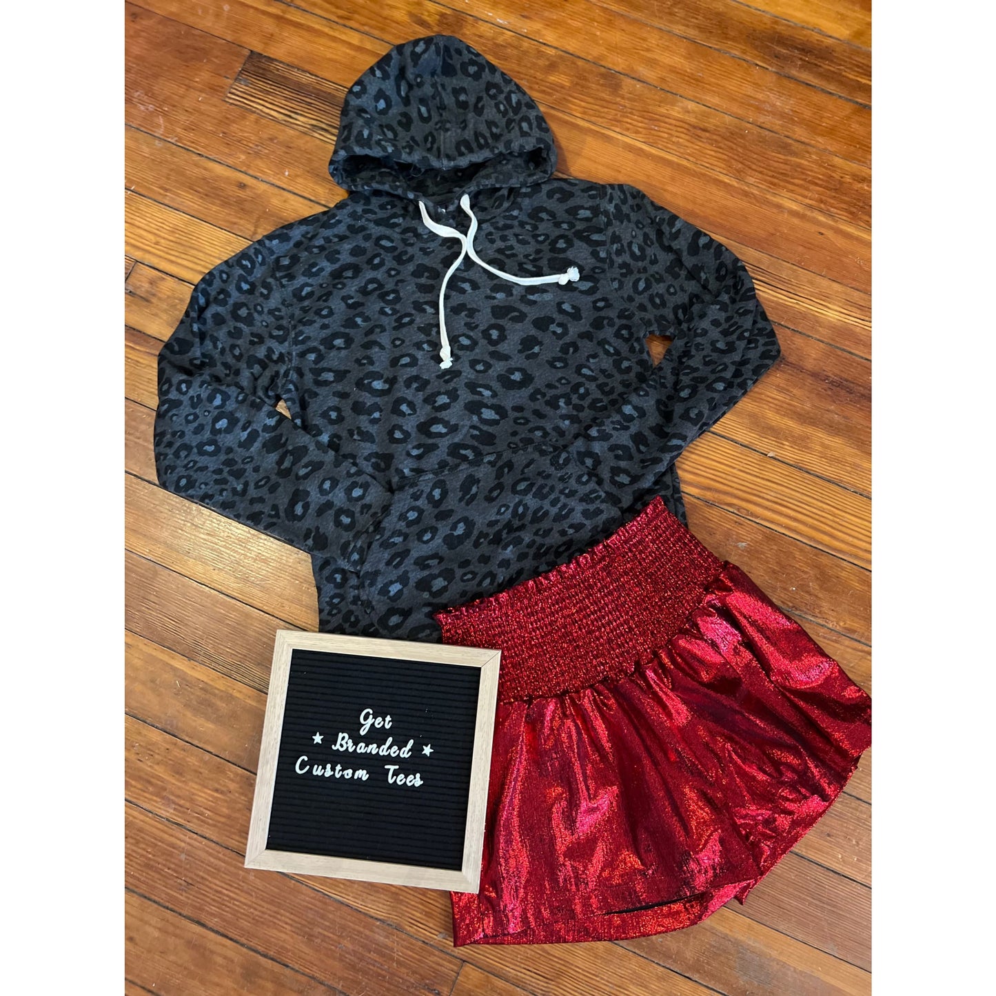 Solid Black Leopard Hoodie