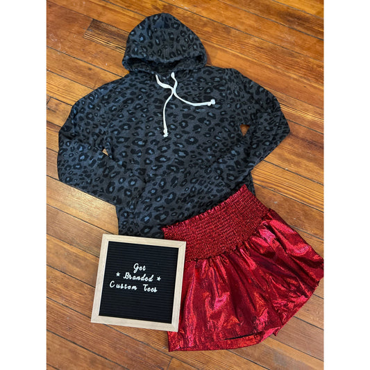 Solid Black Leopard Hoodie