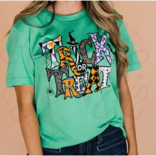 Trick or Treat Patterned Halloween Tee