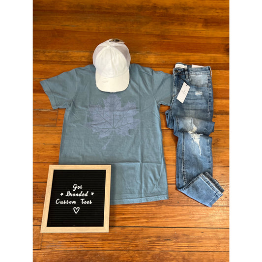 Two Tone Leaf Comfort Colors Tee - Apparel & Accessories