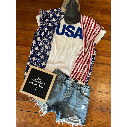 USA Flag Printed Cover-Up - ONE SIZE / RED/NAVY - Apparel &