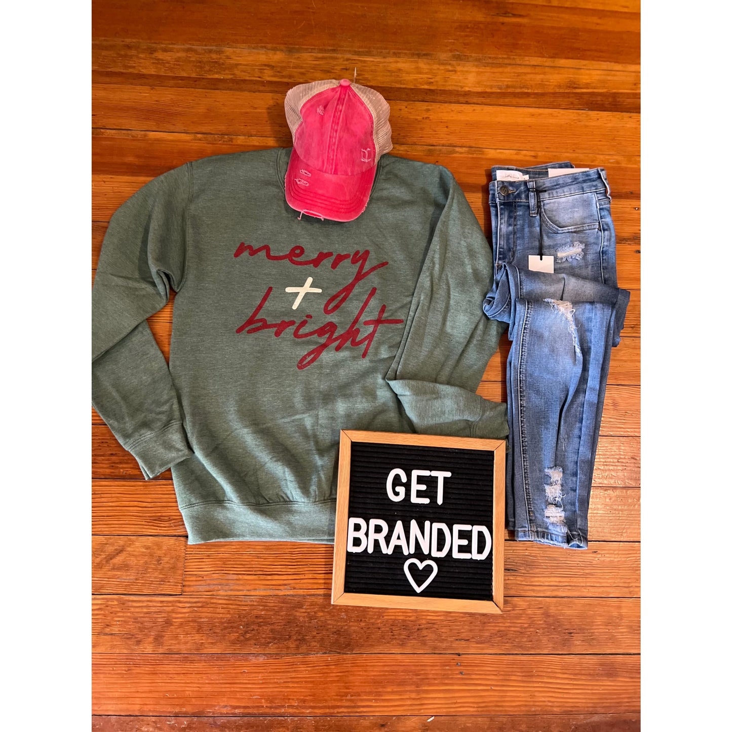 Vintage Merry + Bright Crew Sweatshirt