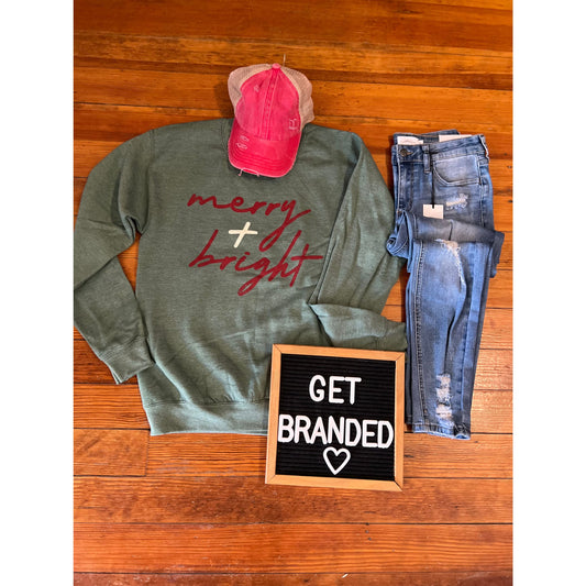 Vintage Merry + Bright Crew Sweatshirt