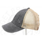Washed Denim Criss Cross High Pony CC Ball Cap - Black/Beige