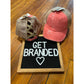 Washed Denim Criss Cross High Pony CC Ball Cap - Coral/Beige
