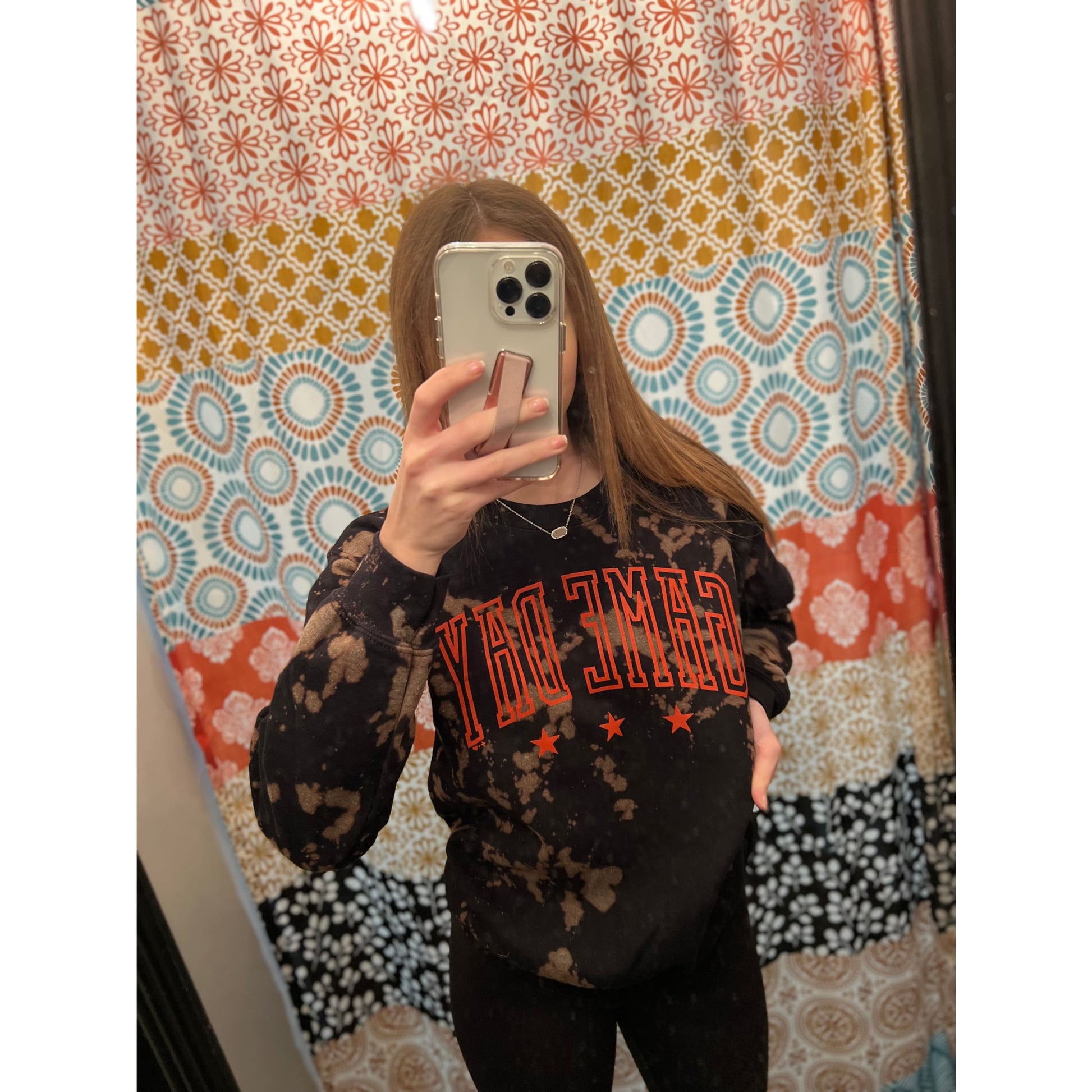 Bleached Red and Black Game Day - Sweatshirt