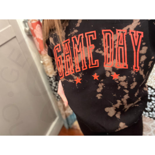 Bleached Red and Black Game Day - Sweatshirt