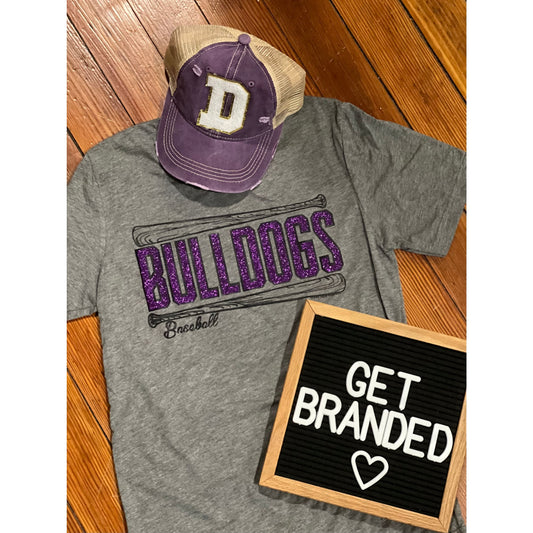 Glitter Bulldog Baseball Tee - Tee
