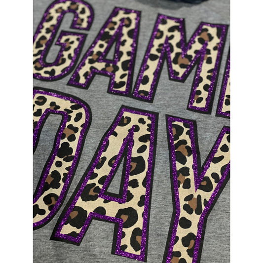 Leopard Print + Glitter Game Day Tee