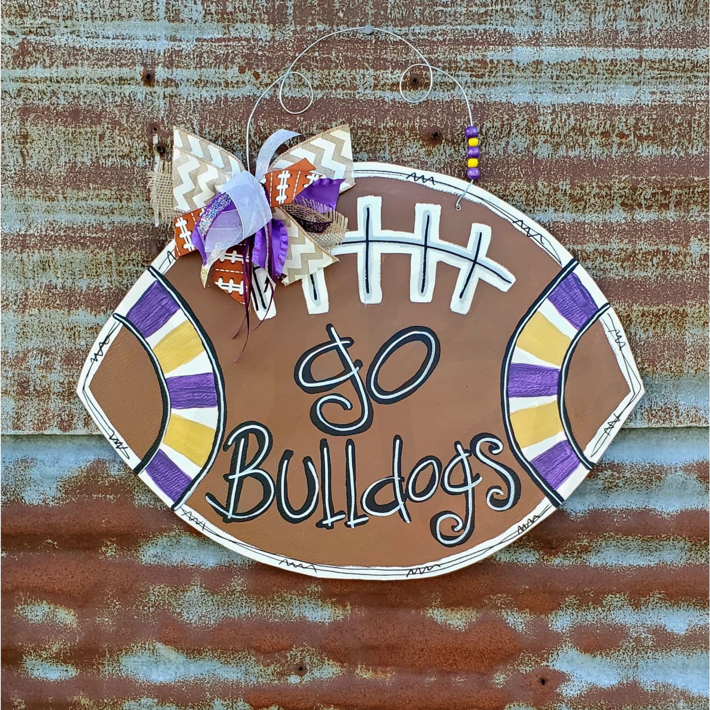 Mascot Aluminum Door Hanger - Go Bulldogs Football