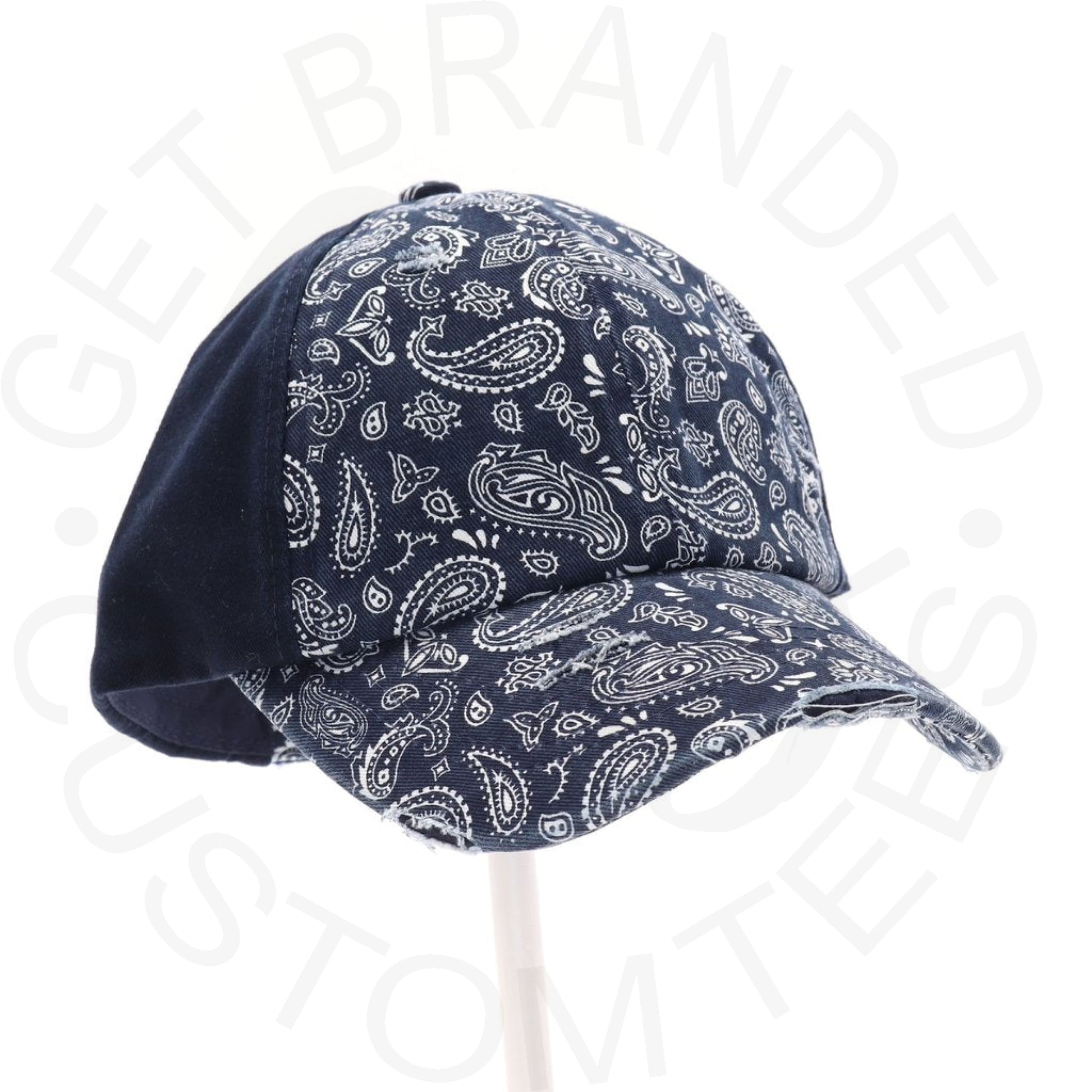 Paisley Criss-Cross High Pony Ball Cap - Navy Paisley - 