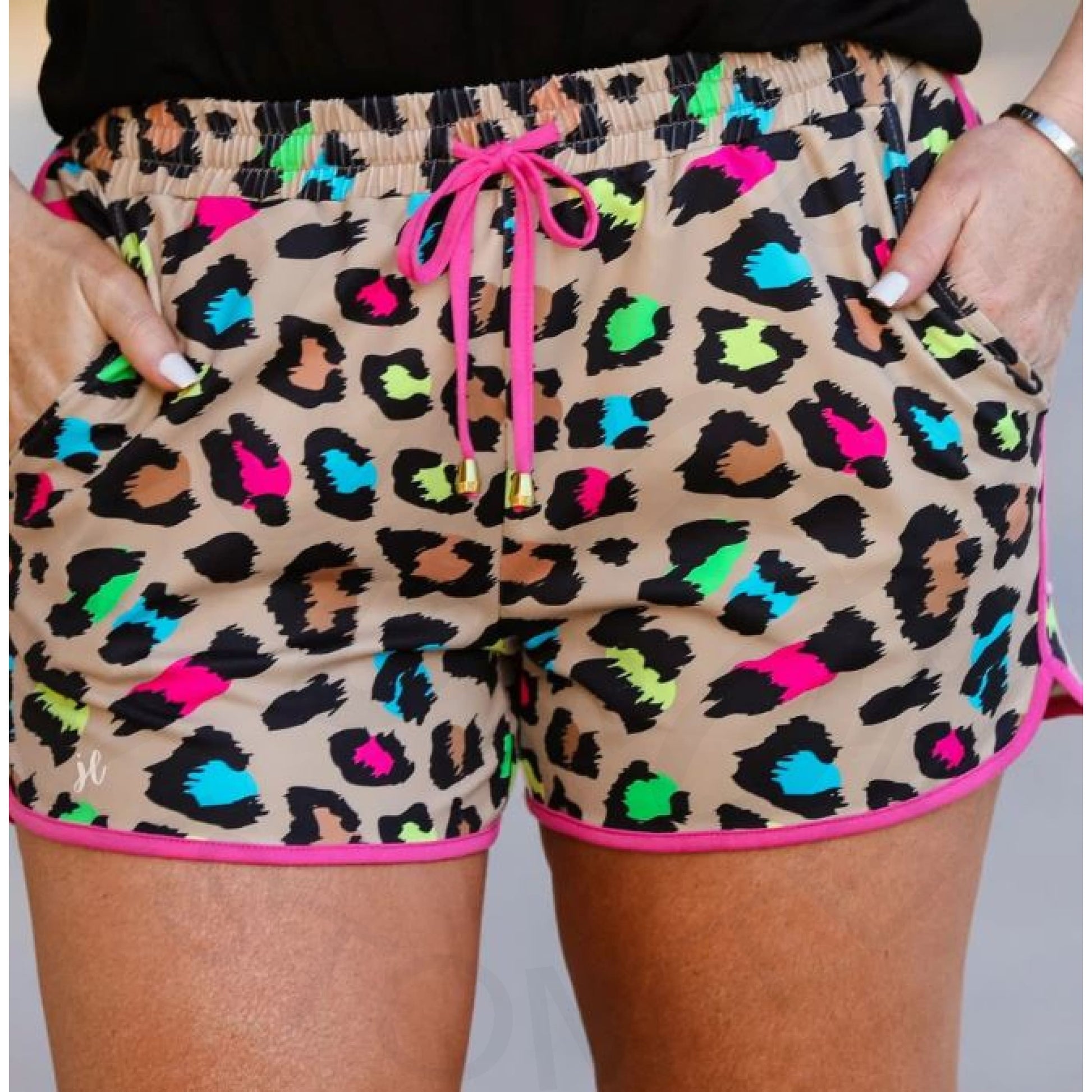 Splash Of Color Leopard Shorts - Shorts