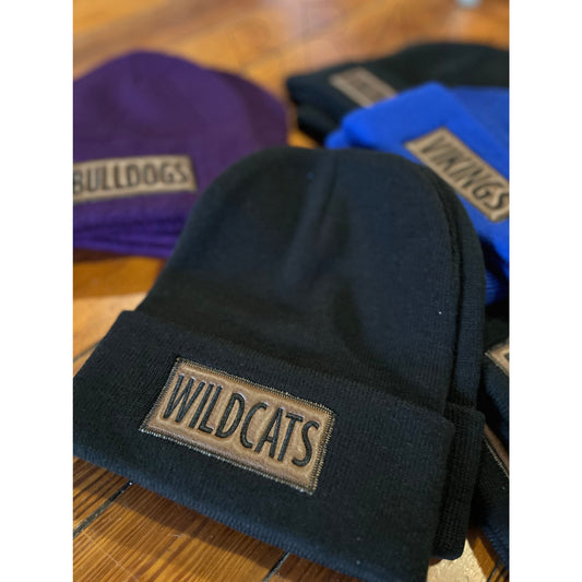 Wildcat Leather Patch Beanies - Black